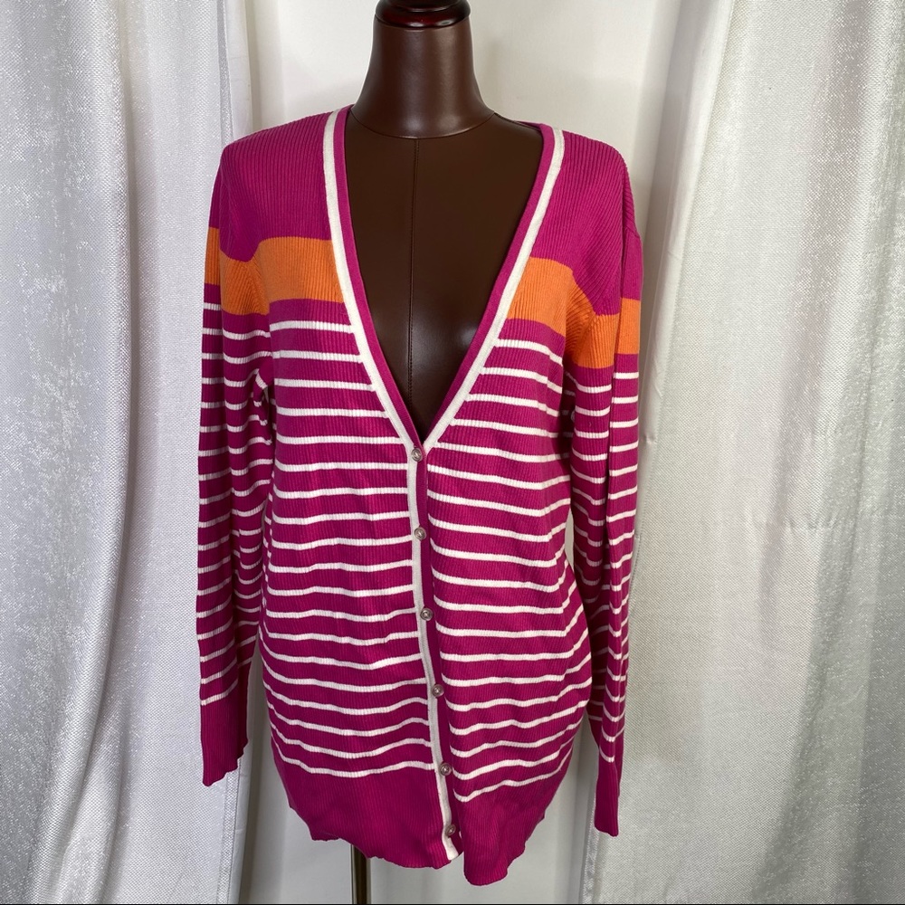 D&Co striped boyfriend cardigan
